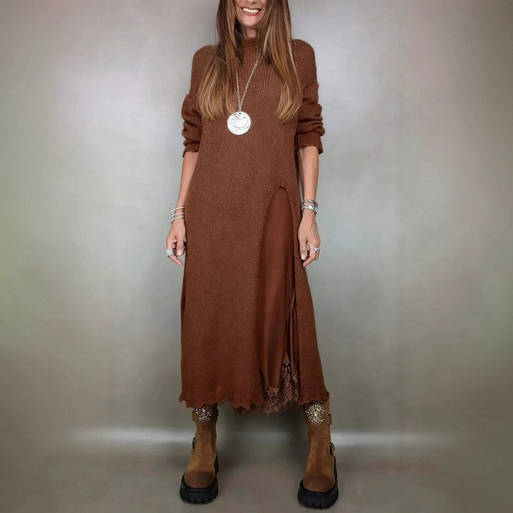 Róisín™ | Knit maxi dress with an elegant slit